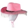 Pink West Cowboy Hat Western Cowgirl Women Girls Rhinestones Cowgirl Hat Carnival Party Cap West Costumes for Adults