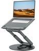 Tounee Extendable Laptop Stand for Swivel Sit To Adjustable Portable Riser Good Compatible with MacBook Fits All Inch Gray Desk, 360° Base, Stand,