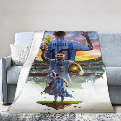 Football Soccer Flannel Blanket Lionel Awesome Messied Throw Blanket for Home 150*125cm Plush Thin Quilt