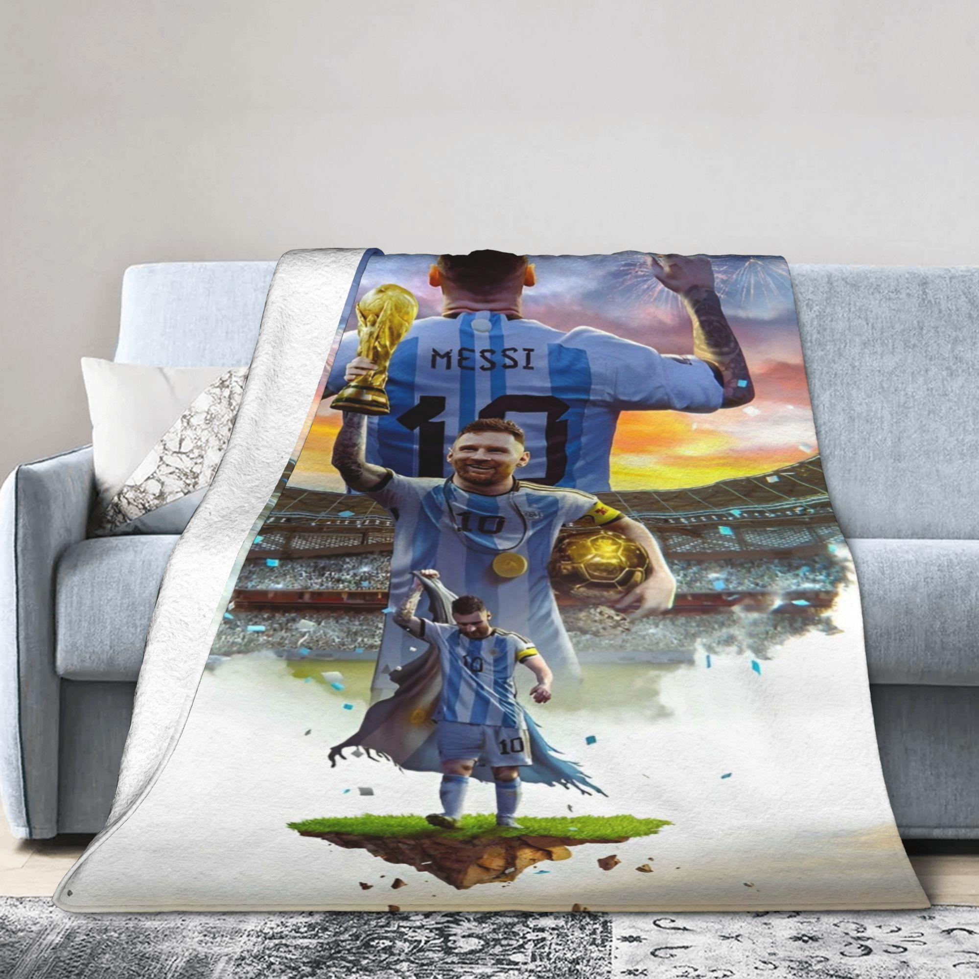 Exquisite Fashion Items Unisex Football Soccer Flannel Blanket Lionel Awesome Messied Throw Blanket For Home 150*125Cm Plush Thin Quilt