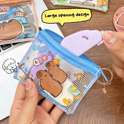 Cartoon Pvc Capybara Coin Purse Pouch Cute Wallet Portable Waterproof Mini Storage Bag Key Earphone Organizer For Kids Gifts