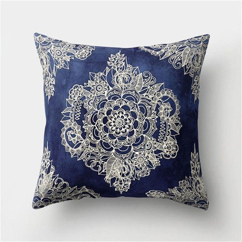 Elegant Boho Mandala Flower Square Cushion Cover For Stylish Home And Car Decoration