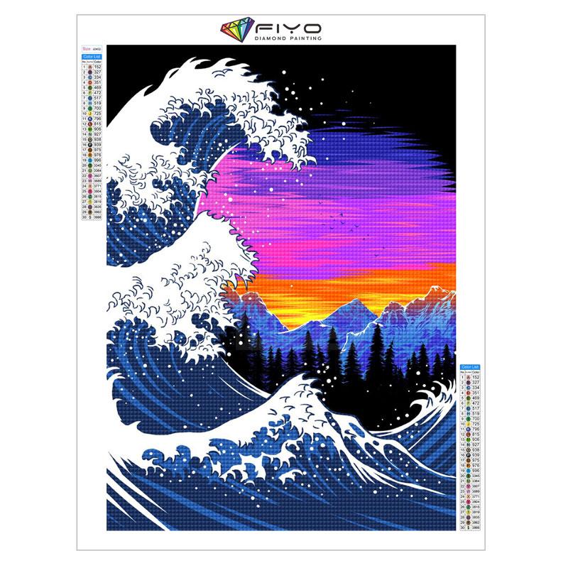 Japanese Anime Comic The Great Wave Diamond Painting Wall Art Decor Diamond Embroidery Mosaic Kids Room Decor Cuadros Posters