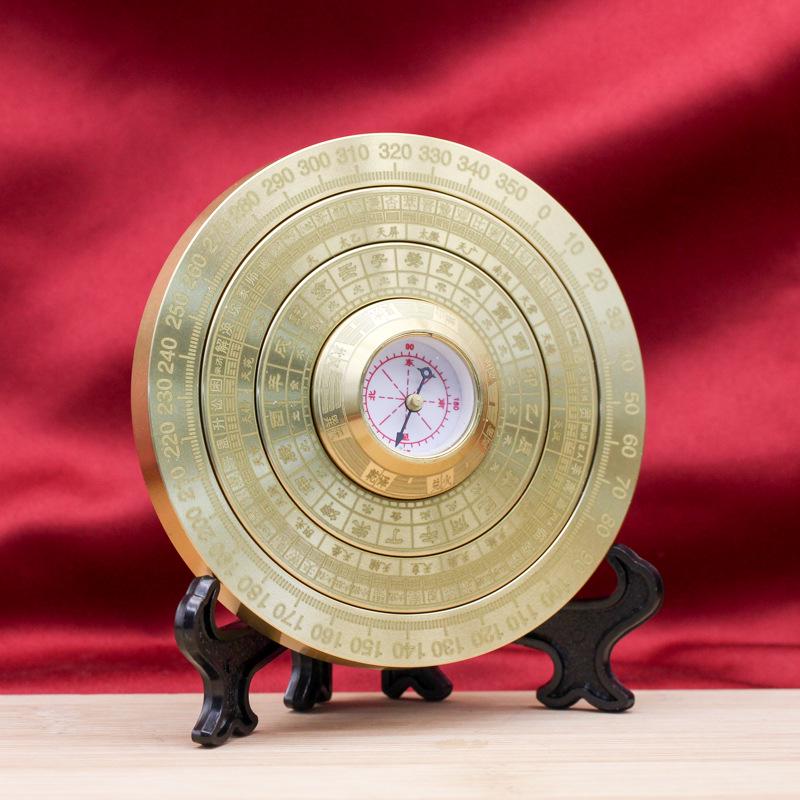 Zweiseitiger drehbarer Messing Bagua I Ging Kompass mit Griff