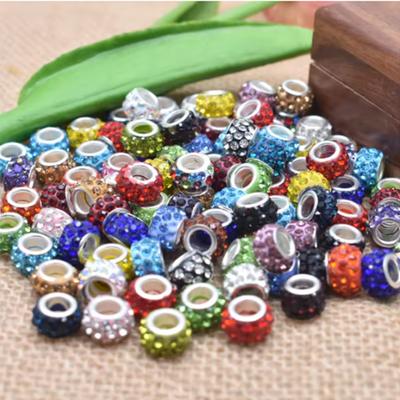 30/50PCS Lot Big Hole Round Rhinestone Crystal Glass Beads Loose Spacer Beads For DIY Jewelry Making Bracelet Necklace