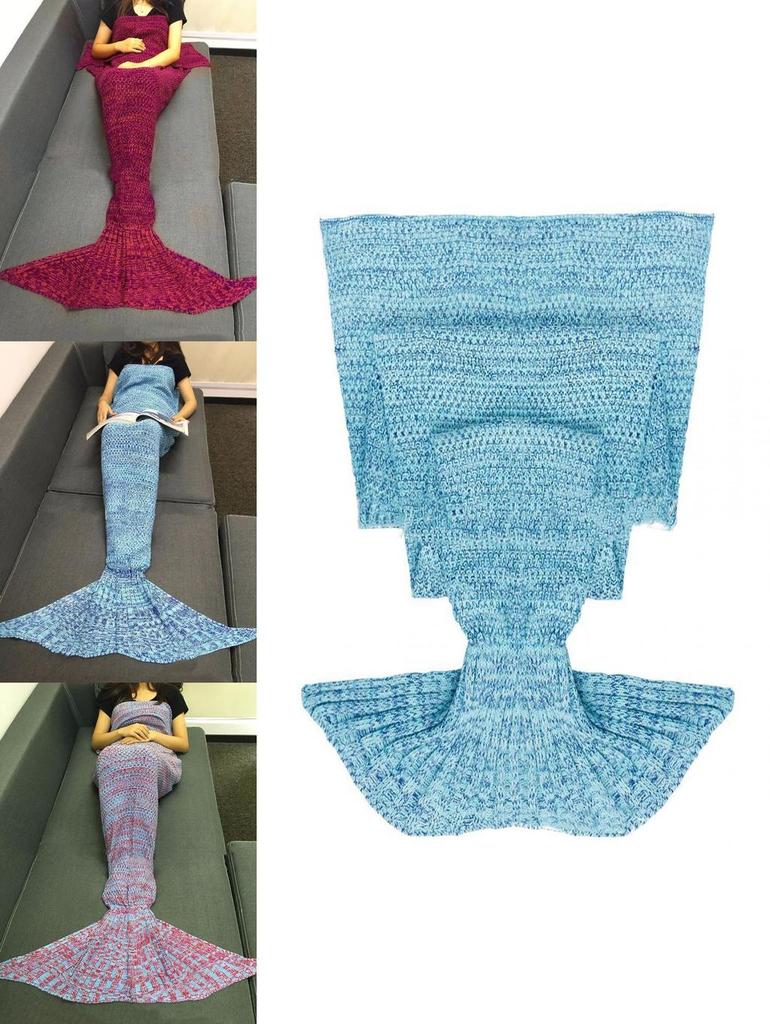 Mermaid Tail Throw Blanket With Acrylic Material For Spring And Autumn Comfort