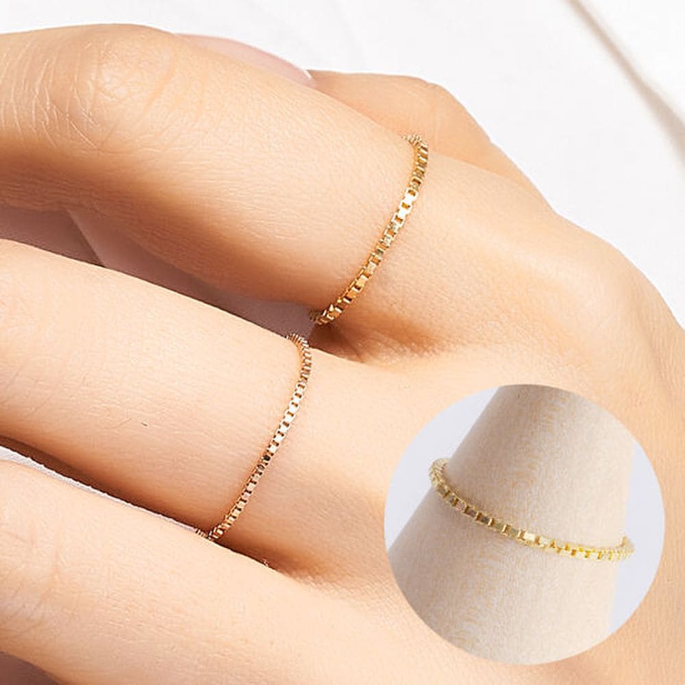 [Helenejw] 14K Box Chain Gold Ring Type A