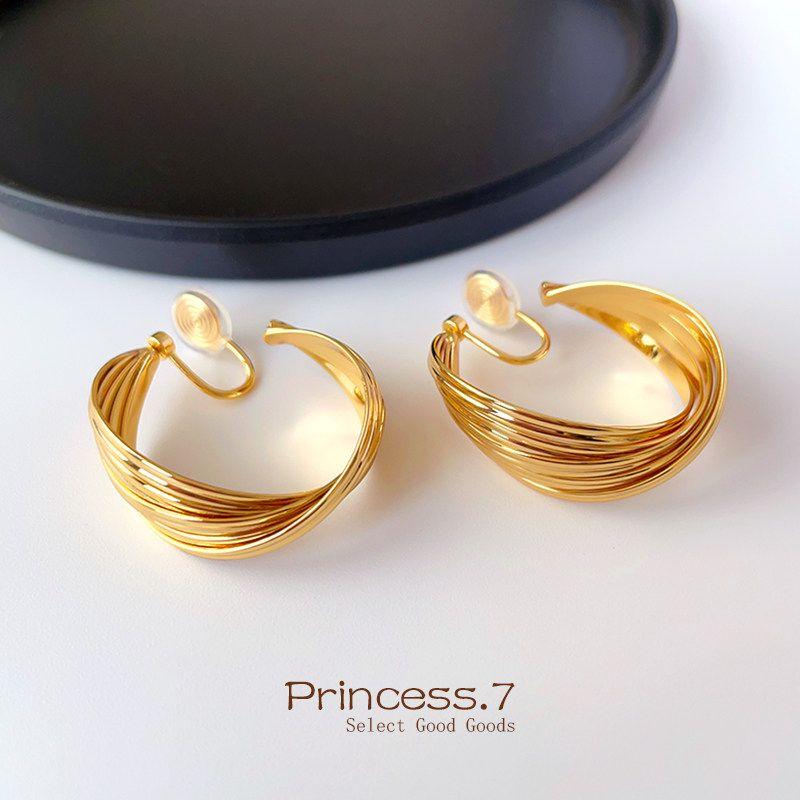 

Style C- Shaped One-Piece Mosquito Coil Ear Clip Non-Pierced Female New Arrival Minimalist Large Circle Exaggerated Personalized Classy Earrings A Pair of Ear Clips