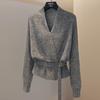 Women's V-Neck Shimmer Knit Pullover