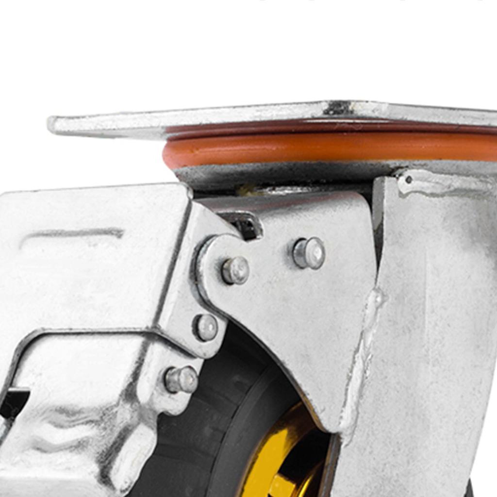 3 Zoll Universalrolle mit Bremse Schwerlast Industrie Leises Gummi-Rad für Flachwagen Transportwagen Anhänger