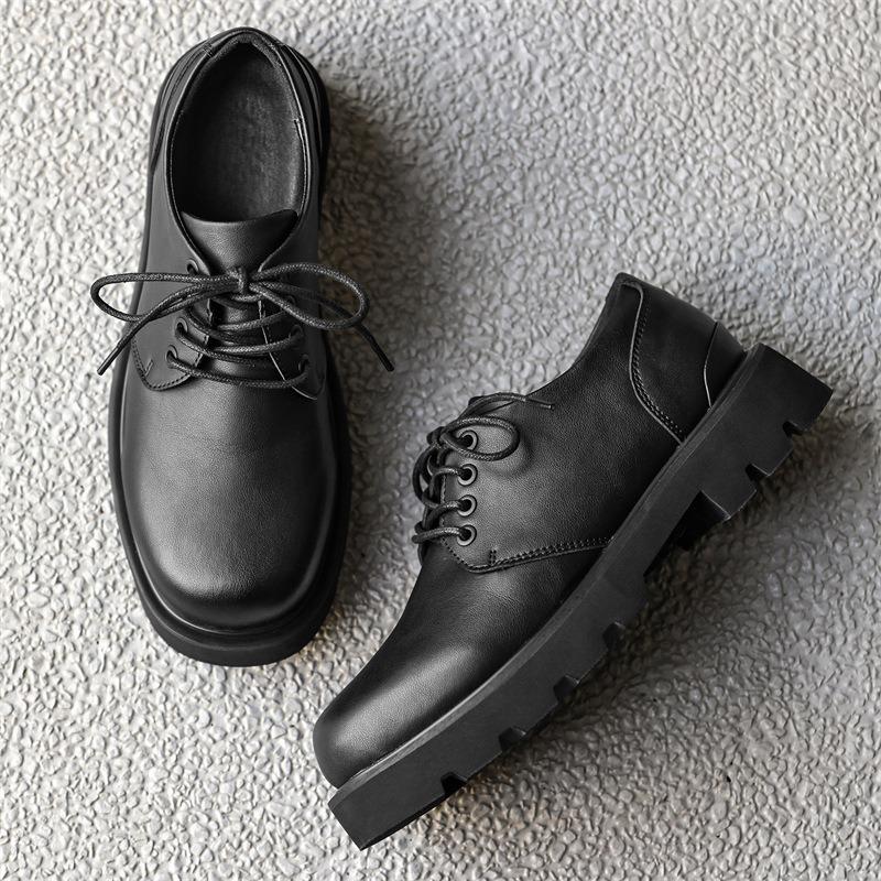 3185 Dress Commuter Leather Shoes Spring New Groom Wedding Shoes Leather Versatile Men's Carbon Black Derby Shoes