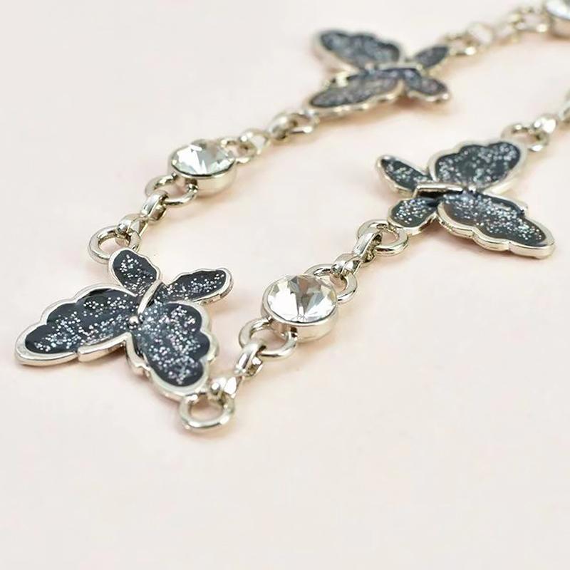 Fashionable Single-Layer Retro Style Shiny Butterfly Waist Chain Women Body Chain Jewelry Dress Decor Clothing Accessories Gifts