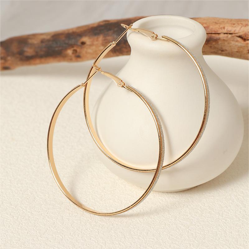 Simple and Exaggerated Large Circle Earrings Fashion Geometric Rings Shiny Frosted Women's Earrings
