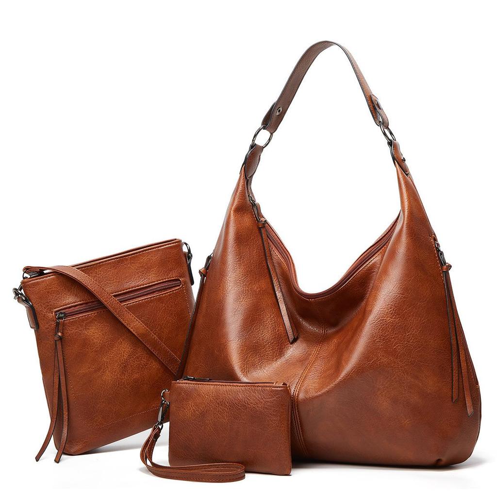 Women's 2023 Autumn/Winter Tote: Large Capacity Soft Leather Shoulder Handbag with Mother-and-Child Design