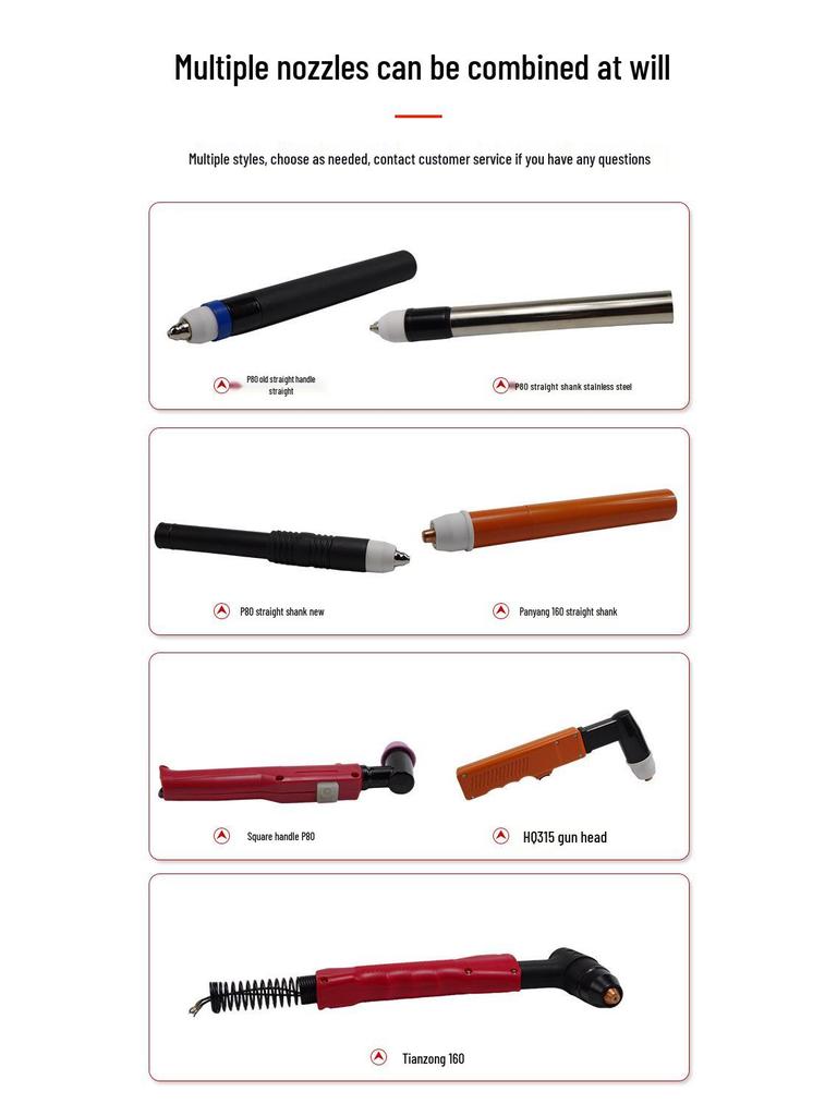 QQ500 Air-Cooled Argon Arc Welding Gun with Nut Interface & QS500 Water-Cooled Gun Head Accessories