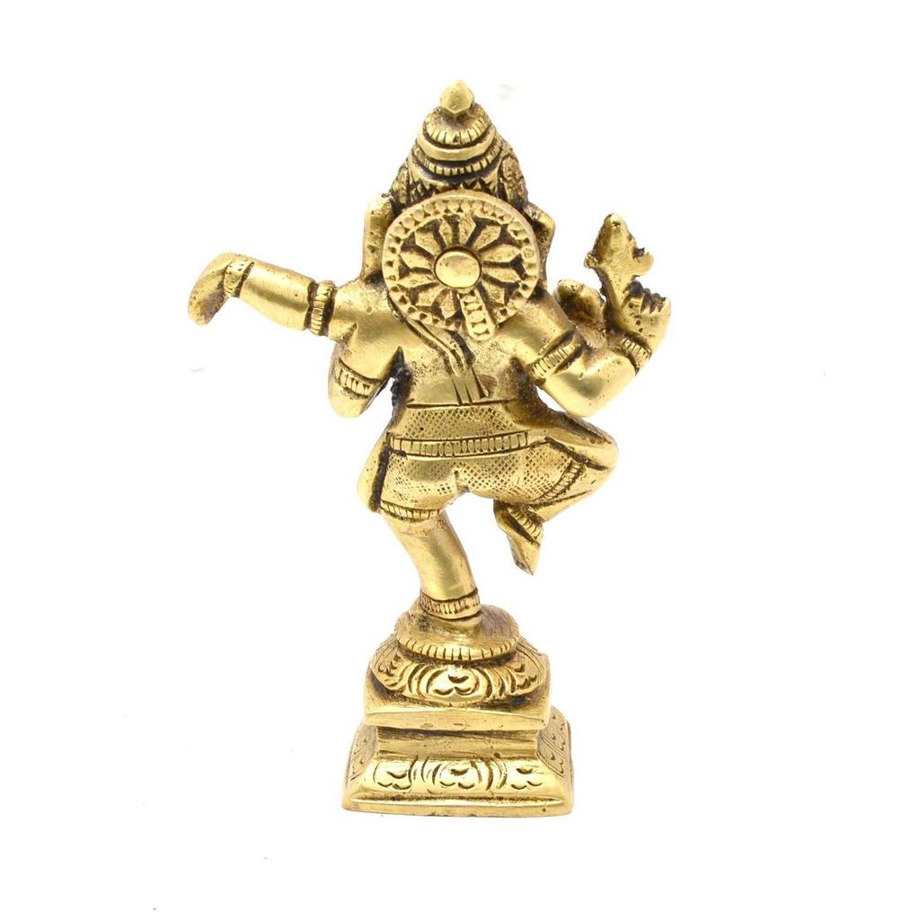 Tanzender Ganesha Dekor Idol aus Messing für Heimtempel, Ganesha Statue für Zuhause, Lord Ganesha Statue, Größe - 4,5 Zoll, Standard, 1er-Pack