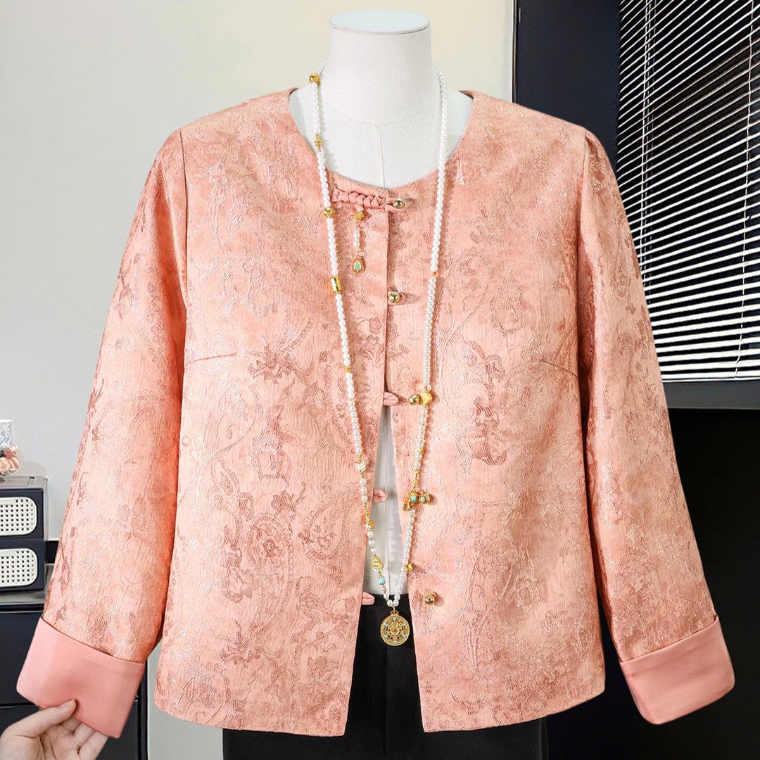 

Elegant Spring Outerwear: New Chinese Style Cardigan for Middle-Aged and Elderly Women - 2026 Collection 2XL (for 70-80 kg)
