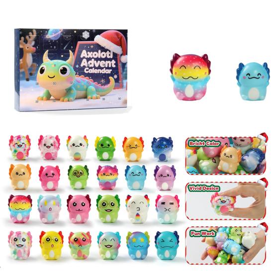 Axolotl Advent Calendar 2025 24 Day Christmas Countdown Box with Acrylic Ornaments Cute Salamander Decor