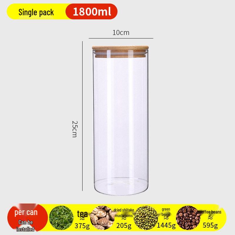 Food-Grade Borosilicate Glass Tea Canister for Coffee, Flower Tea, and Powder - Moisture-Proof Storage Jar