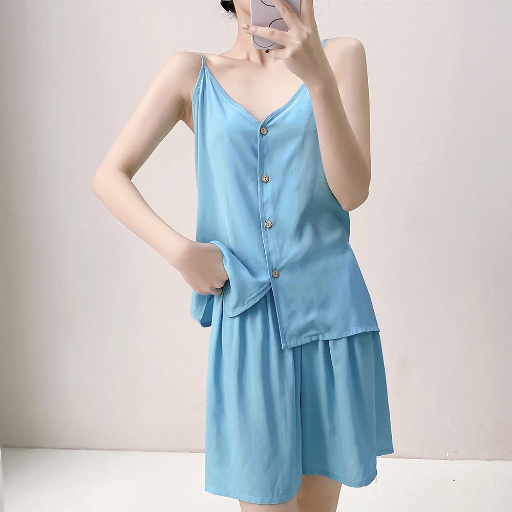 Neo-Chinese Cotton Silk Camisole Pajama Set for Women - Summer 2025 Beach Style