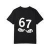 White T Shirt with 67 Number and Cloud Pattern for Casual Wear