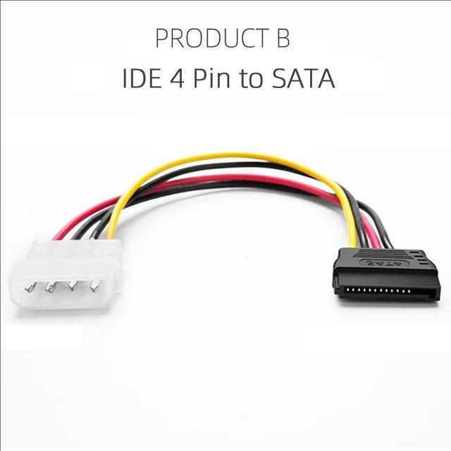 4 Pin IDE Molex To 2 Sata/SATA 15Pin To 2 SATA 15 Pin /SATA 15 Pin To Molex IDE 4 Pin Power HDD Splitter Connector Cable for PC