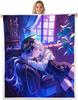 GUOYU Blanket Throw Size Japanese Anime Fleece Sherpa Blanket for Kids Anime Girl Japanese Style Throw Blanket Cartoon Japan Animation Bed