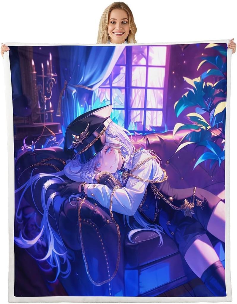 GUOYU Blanket Throw Size Japanese Anime Fleece Sherpa Blanket for Kids Anime Girl Japanese Style Throw Blanket Cartoon Japan Animation Bed
