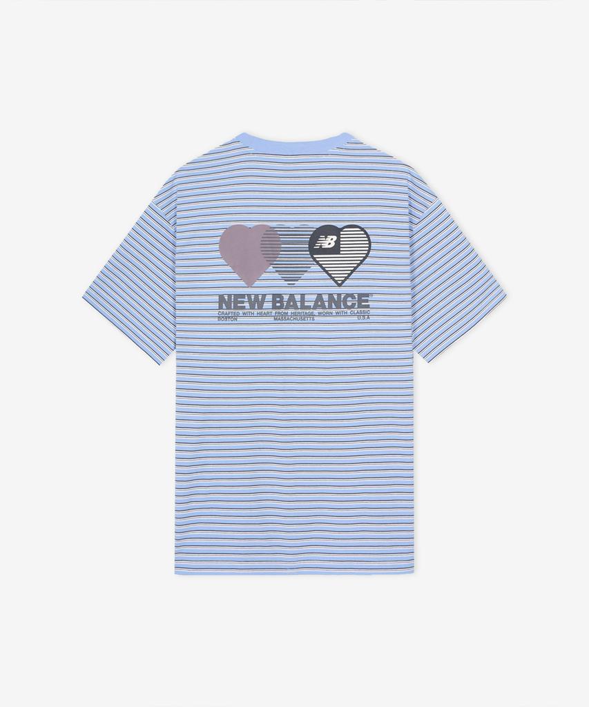 Nyuballanseu Nbneg2A113 / Uni Nb Heart Stripe Short Sleeve Tee (Graphic Light Blue)