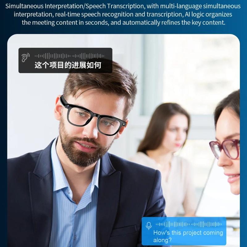 Multifunctional Smart Glasses 4K HD Object Recognition Photo Video Anti-shake 800w Camera Al Conversation Translation Smart Sunglasses IP67 Waterproof
