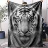 Black And White Tiger Throw Summer Lightweight Flannel Blanket Soft Breathable AC Throw for Sofa Bed Travel Cozy Nap