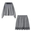 Women's Autumn Knit Sweatshirt & Lace Skirt Set