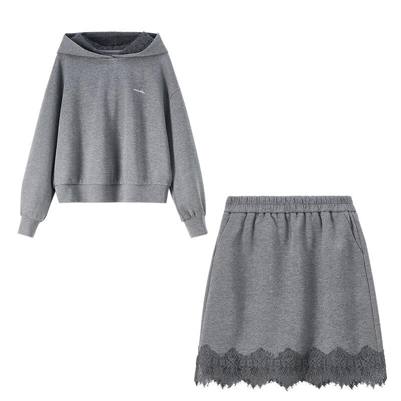 Women's Autumn Knit Sweatshirt & Lace Skirt Set