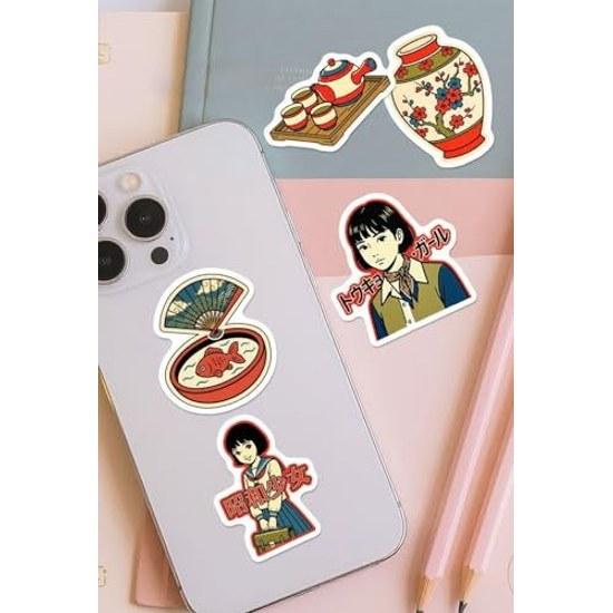 Showa Retro Japan Japanese Culture Kimono Yukata Geisha Geiko Cuisine Style Inbound Sticker (50 Pieces B Type)