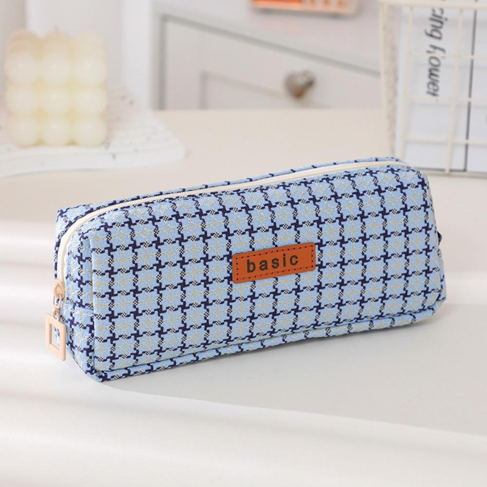 Large Capacity Cosmetic Storage Bag INS Simplicity Pen Bag Stationery Bag Woven Pencil Case Travel