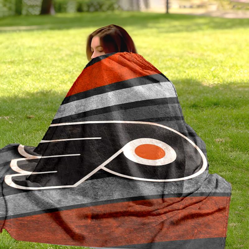 Flyers Hockey Team Flannel Fleece Blanket Cozy Warm Throw Blanket For Couch Bed Travel All Season Use