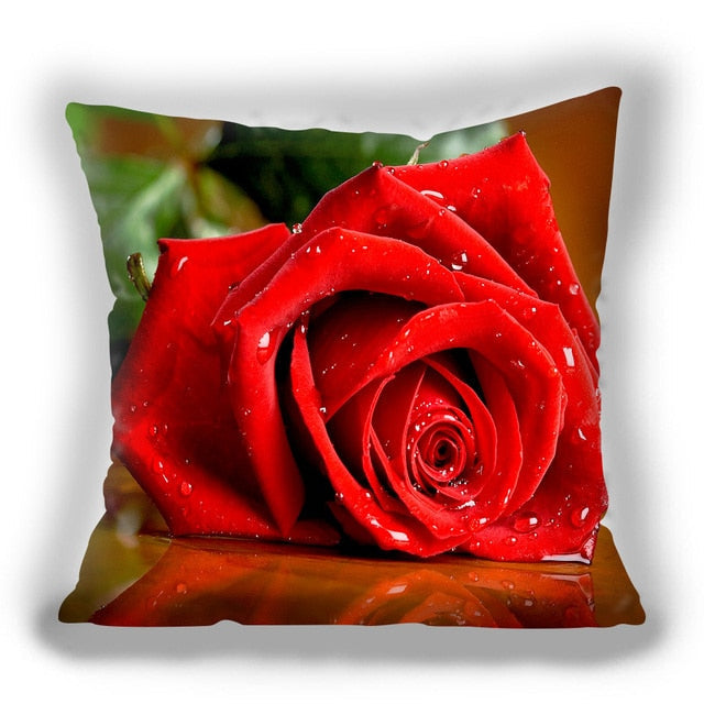 

Подушка с цветком красной розы, наволочка с изображением любви, квадратная наволочка для пары, необходимая наволочка для украшения дома, спальни, наволочка 40x40cm