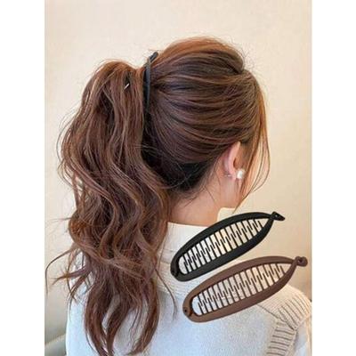 Large Hair Volume Amber Banana Clip Ponytail Clip French Elegant High Skull Top Hair Clip Twist Clip