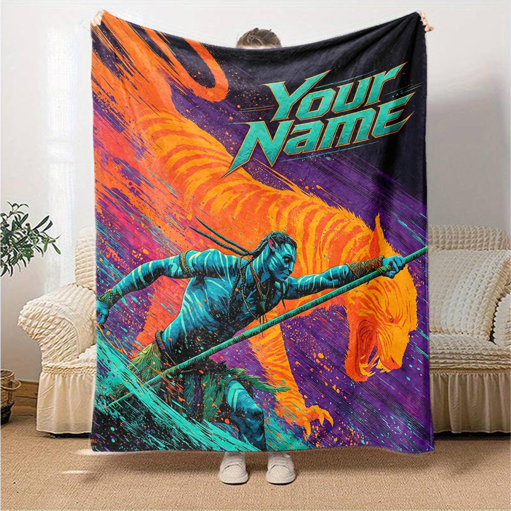 Name Custom Avatar Print Flannel Blanket High Quality Warm Comfortable Cover for All Seasons Perfect for Gifts Home Decor