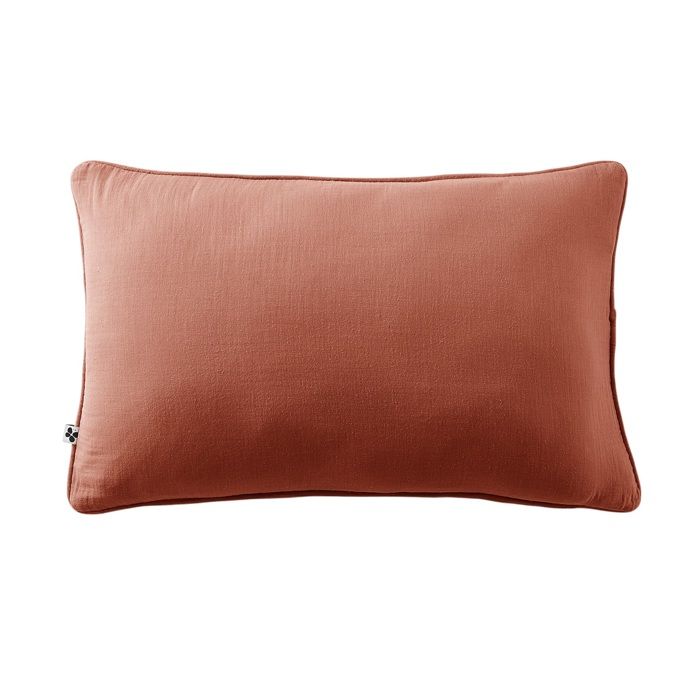 Coussin déhoussable 40 x 60 cm GAIA Terracotta – Gaze de coton avec passepoil élégant