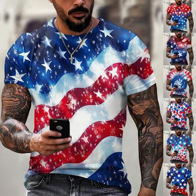 Beliebtes T-Shirt für Herren im Sommer mit Aufdruck und Rundhalsausschnitt sowie kurzen Ärmeln