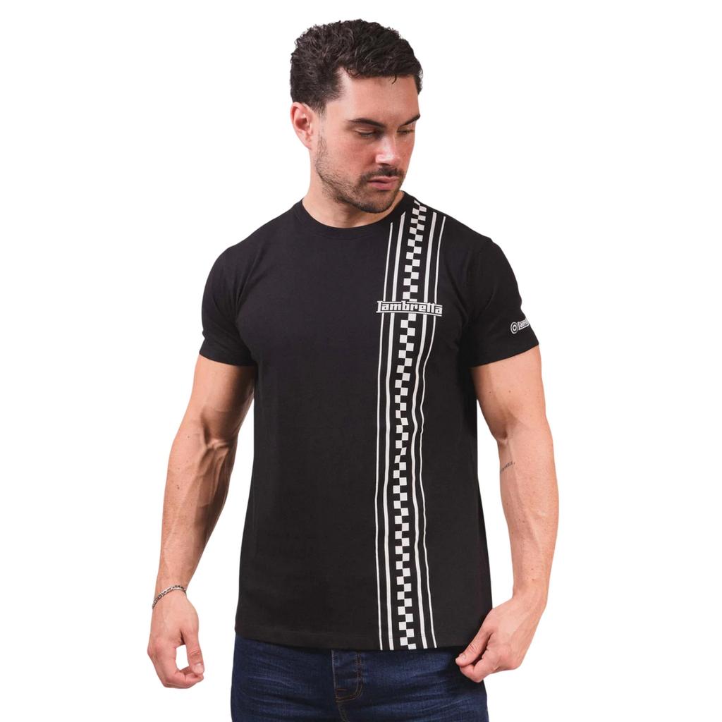 LAMBRETTA Męski T-shirt w Paski Dwuodcieniowy