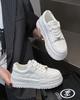 Thick-soled Leather Little White Shoes Women's 2025 New Spring Height Increase 6cm Lace-up Ultra-light Sports and Leisure Board Shoes