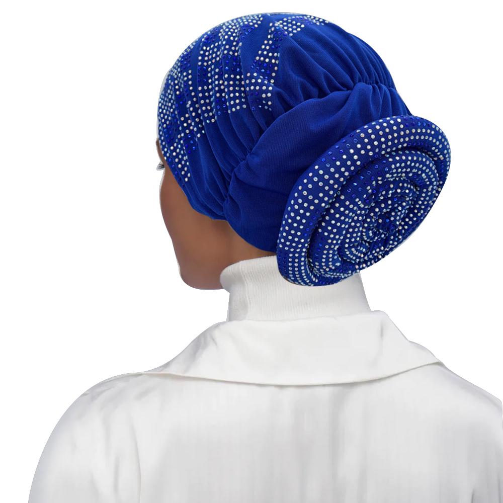 Full Diamonds Women's Donut Turban Cap Elastic Muslim Headscarf Bonnet Female Headband Hat African Caps Lady Hair Accessories