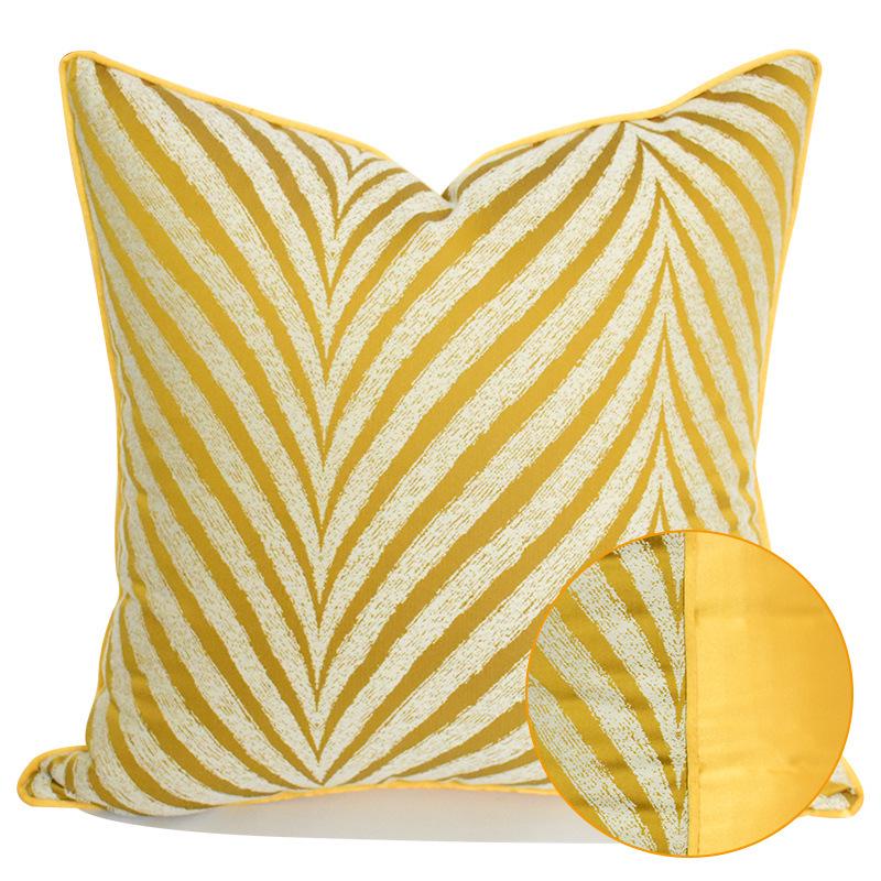 Yellow Wave Pattern Throw Pillow Cover - Modern Luxury for Sofa or Bed