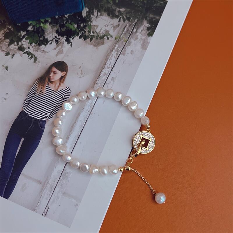 Yuhé Pearl Baroque Bracelet, a brand-new design featuring a money clip for attracting wealth14k Gold-plated for color retention, featuring a unique