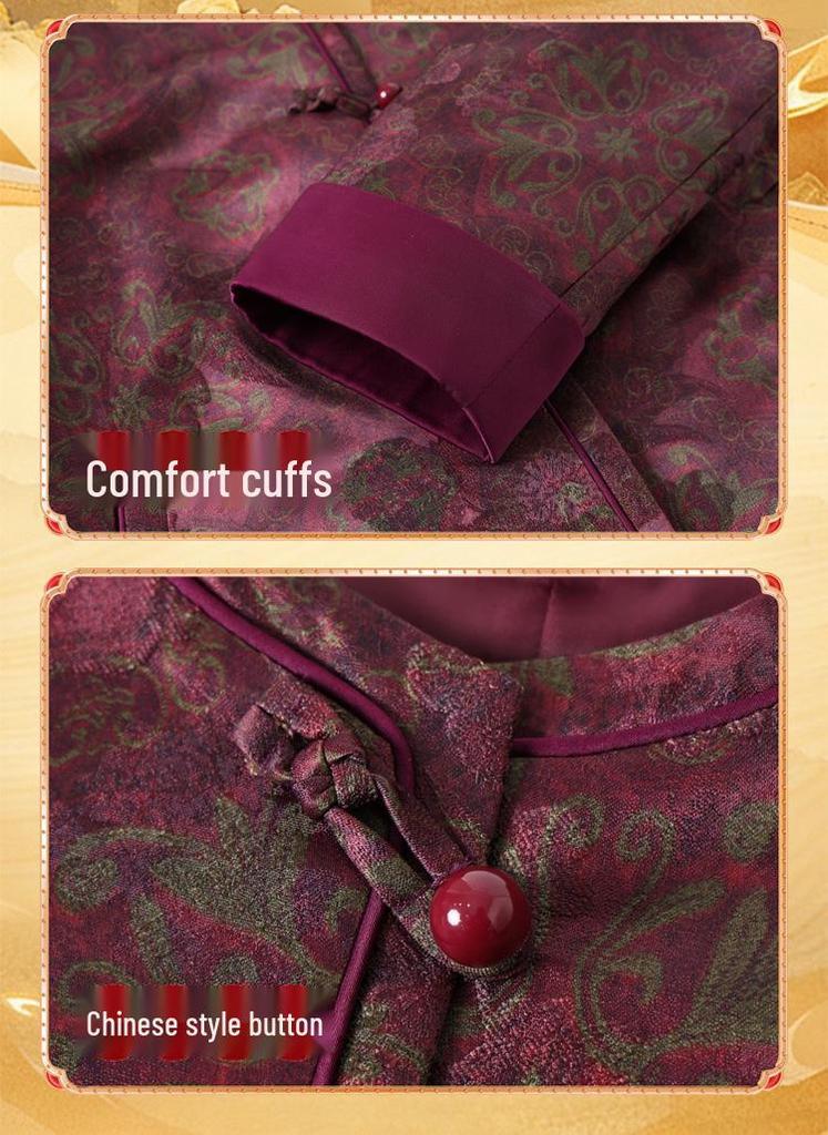 Stylish Spring Autumn Chinese Jacket for Middle-Aged Women: 60s-70s Versatile Long Sleeve