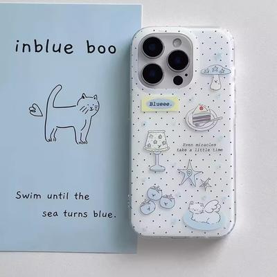Capa de Celular Rotatória Miffy Coelho e Gato Kt com Borda Branca Camada Dupla Semitransparente Fofa para IPhone17promax