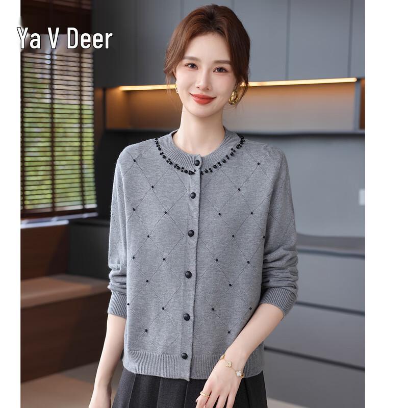 

Yalu Women s Autumn Elegant Round Neck Knitted Cardigan One Size
