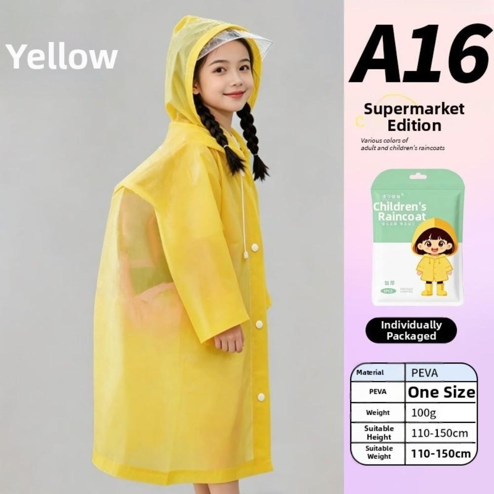 PEVA Children Rain Poncho Disposable Student Rainwear Cute Rain Coat Jacket Outdoor Use